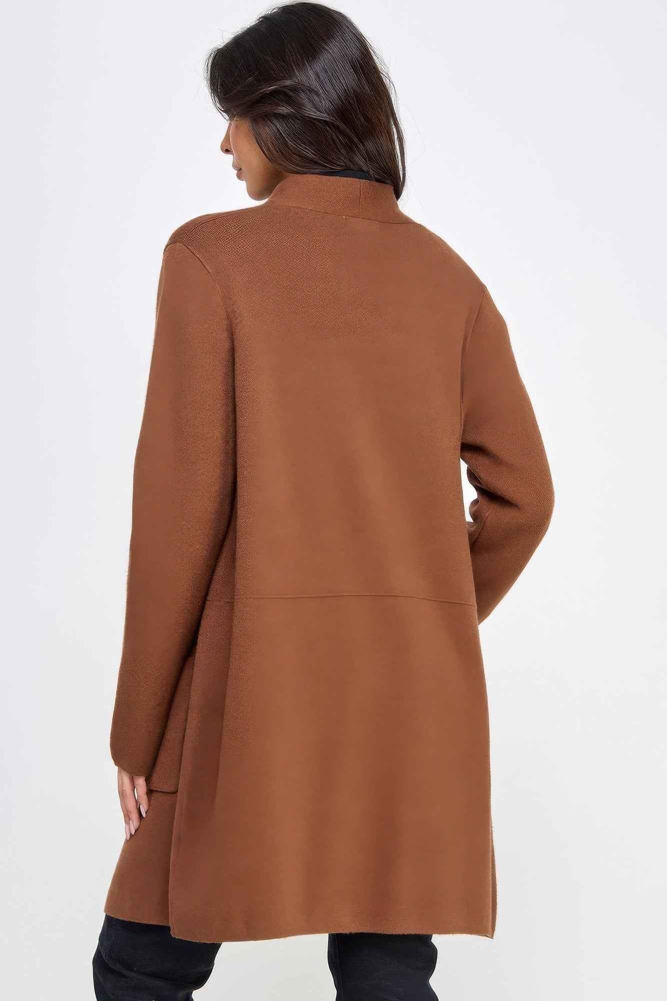 Basic Soft Long Line Open Front Sweater Cardigan