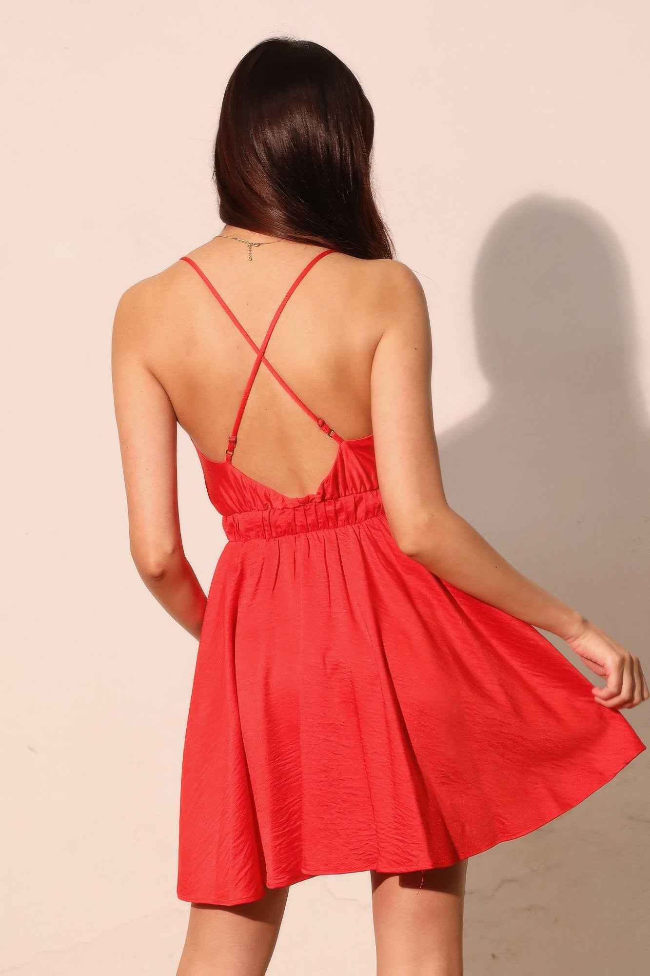 Washed Satin Crepe Cami Skater Dress