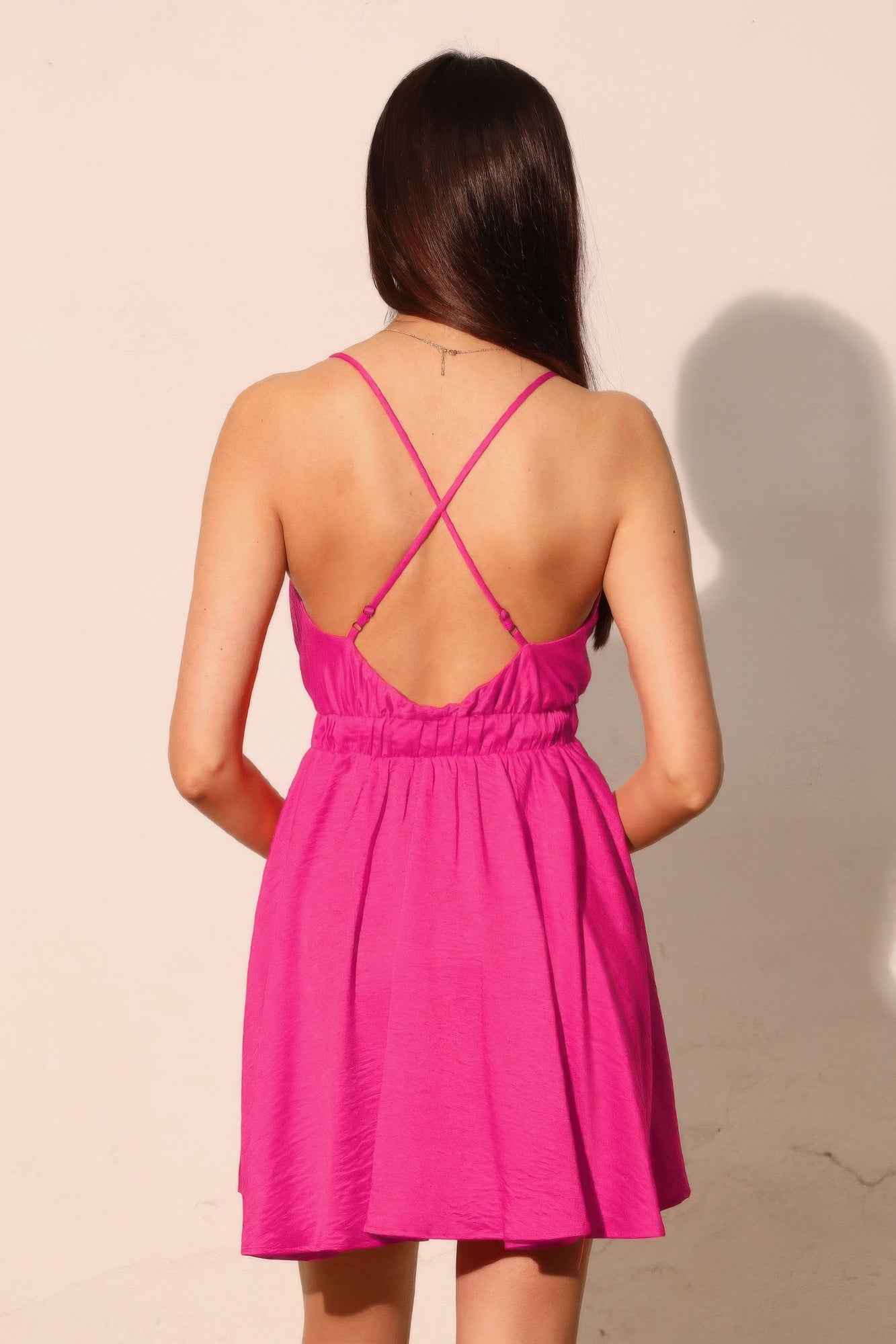 Washed Satin Crepe Cami Skater Dress