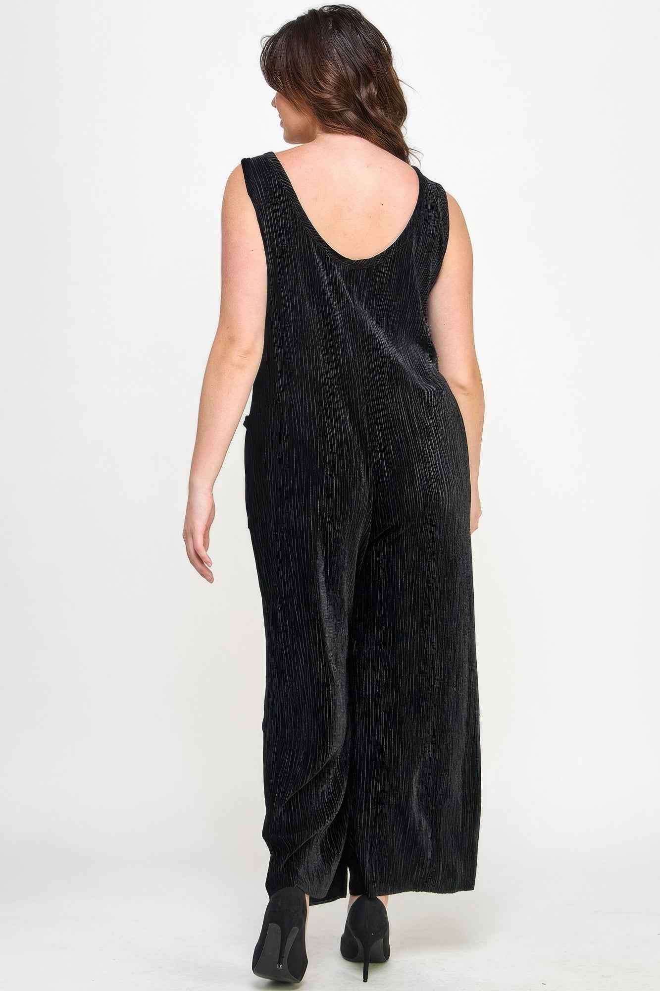 Velvet Plisse Overall Jumpsuit