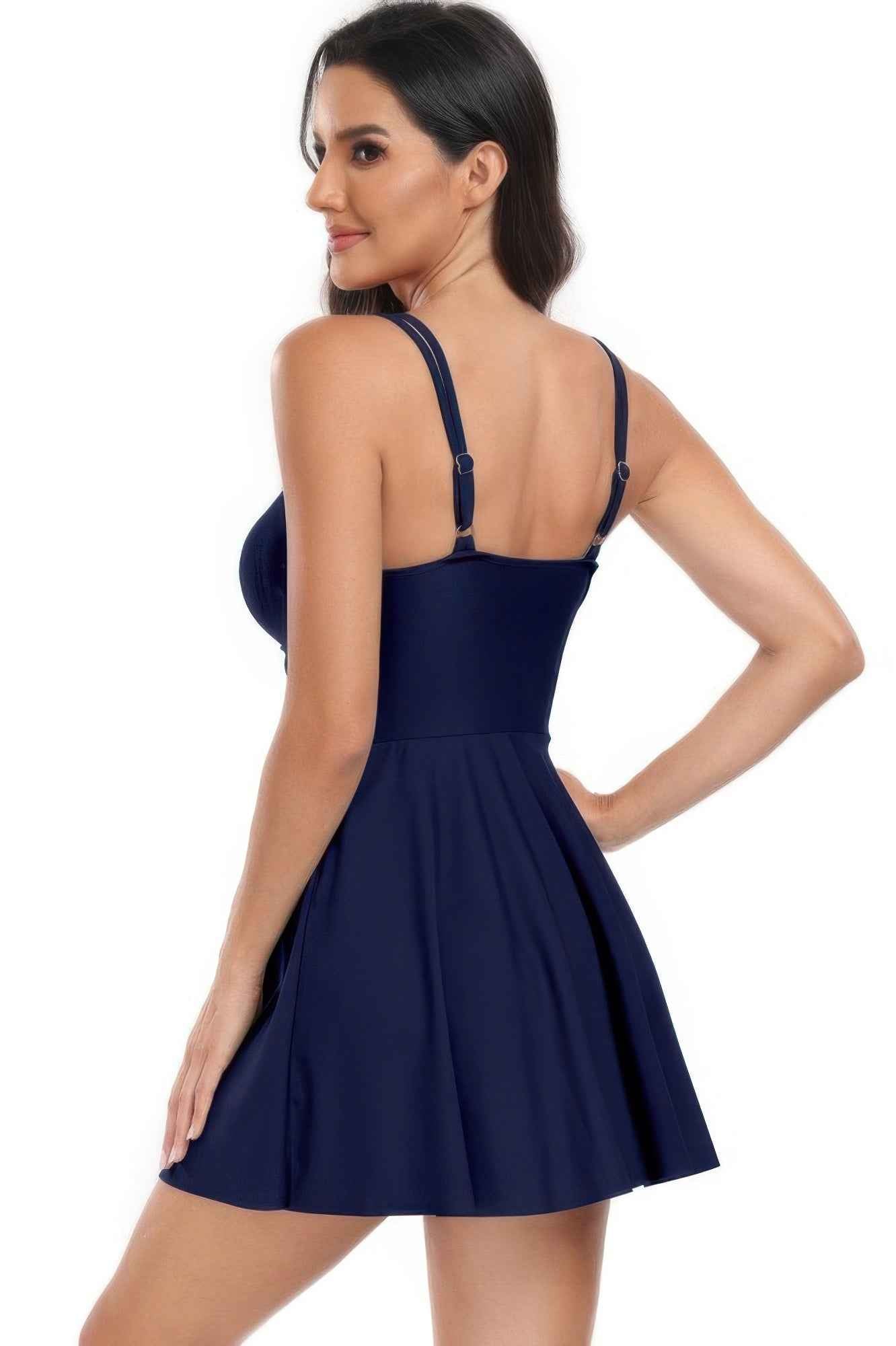 Ruched Waist Band One Piece Drawstring Swimsuit