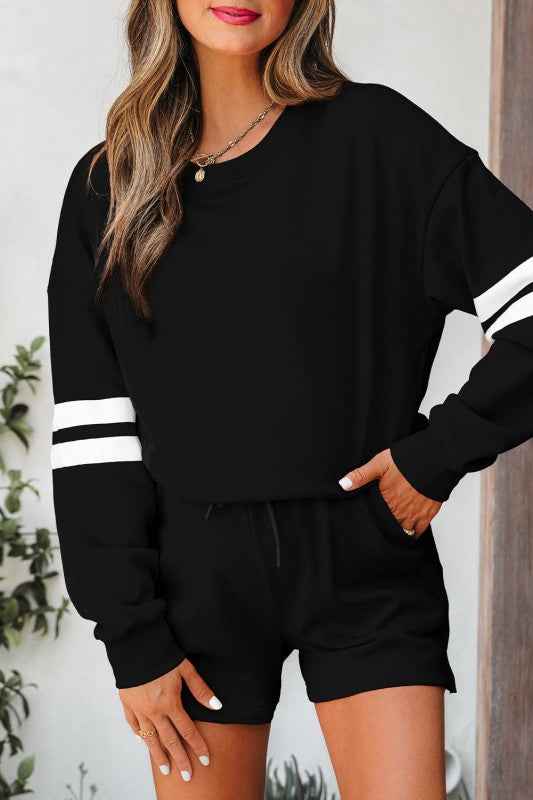 Varsity Stripe Sweatshirt and Short Set