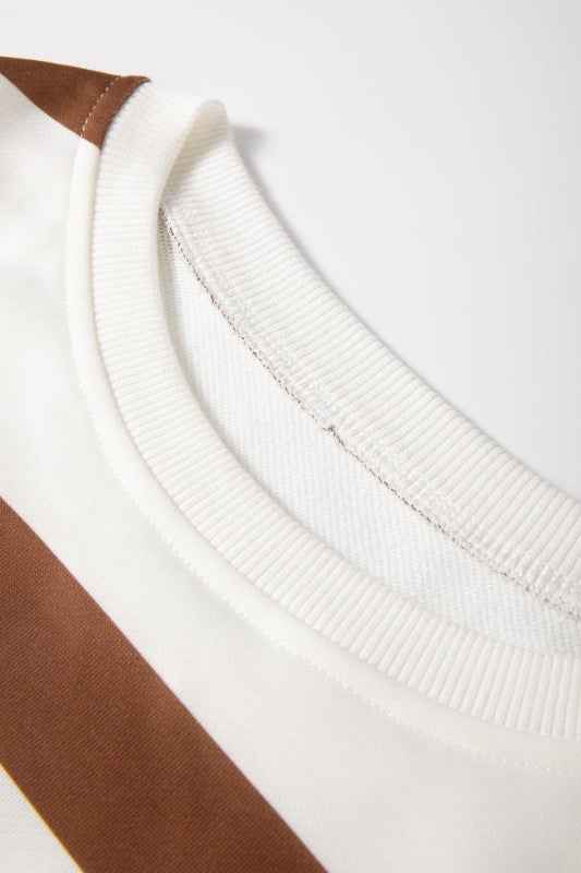 Stripe Drop Shoulder Top and Jogger Pants Set