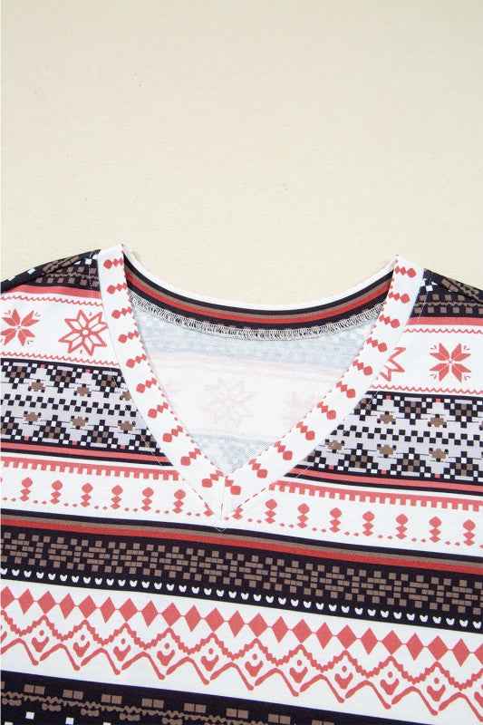 Christmas Geometric Pullover and Pants Lounge Set