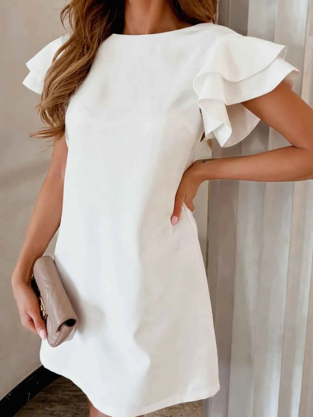 Ruffled Layered Short Sleeve Mini Dress