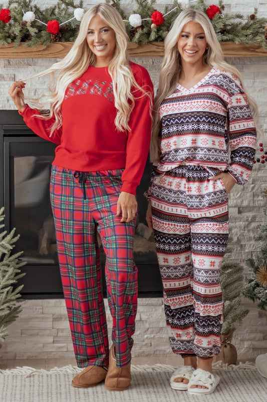 Christmas Geometric Pullover and Pants Lounge Set