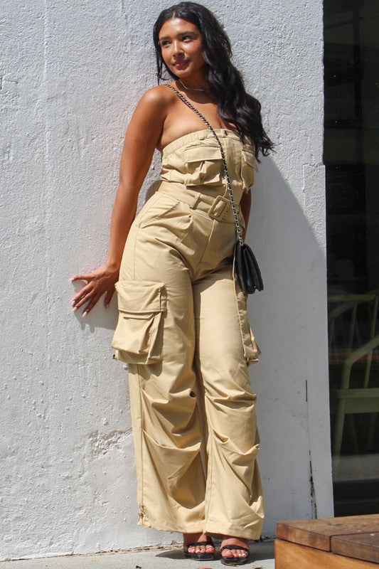 Athina safari multi pocket belted jumpsuit
