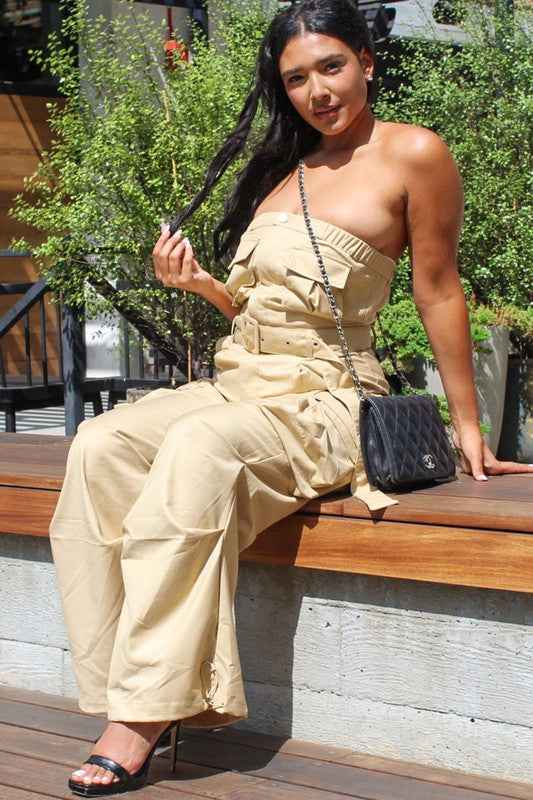 Athina safari multi pocket belted jumpsuit