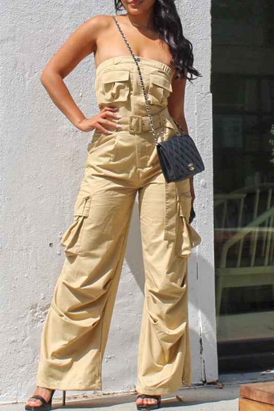 Athina safari multi pocket belted jumpsuit