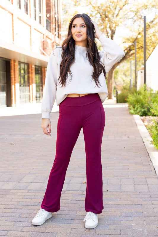 The Maeve Maroon Bootcut Leggings Round 2