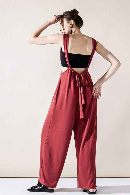 Adjustable Strap Wide leg Suspender Pants