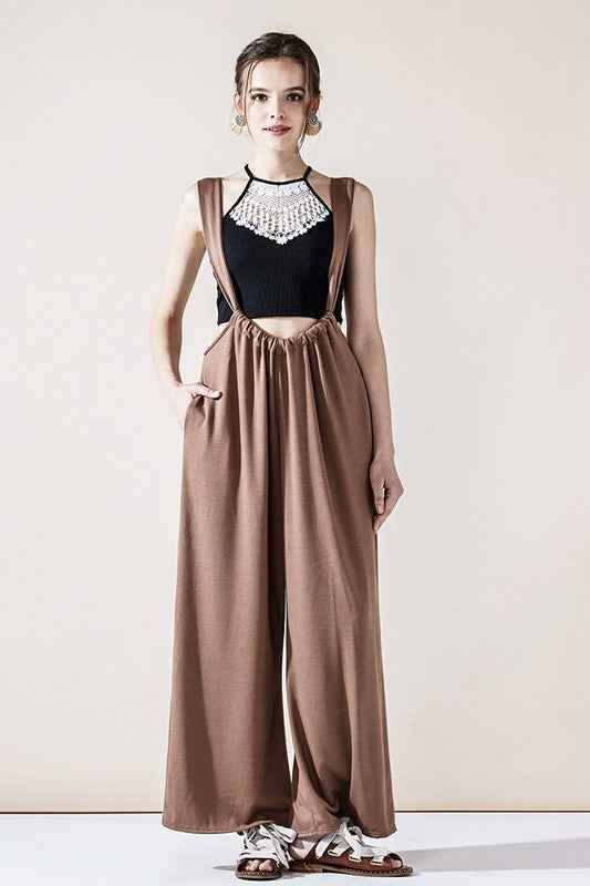 Adjustable Strap Wide leg Suspender Pants