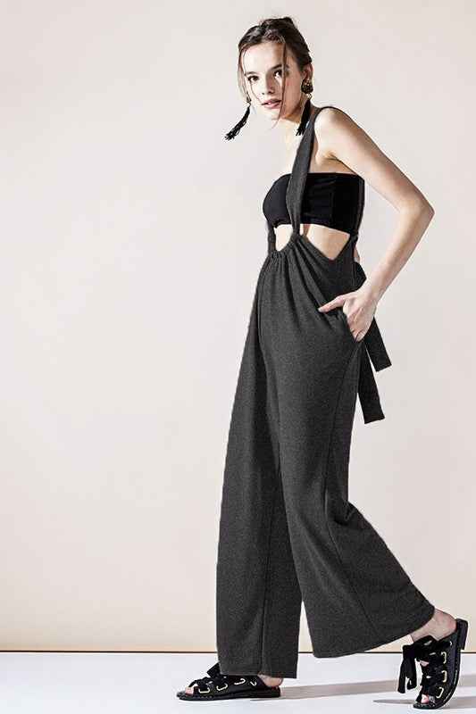 Adjustable Strap Wide leg Suspender Pants