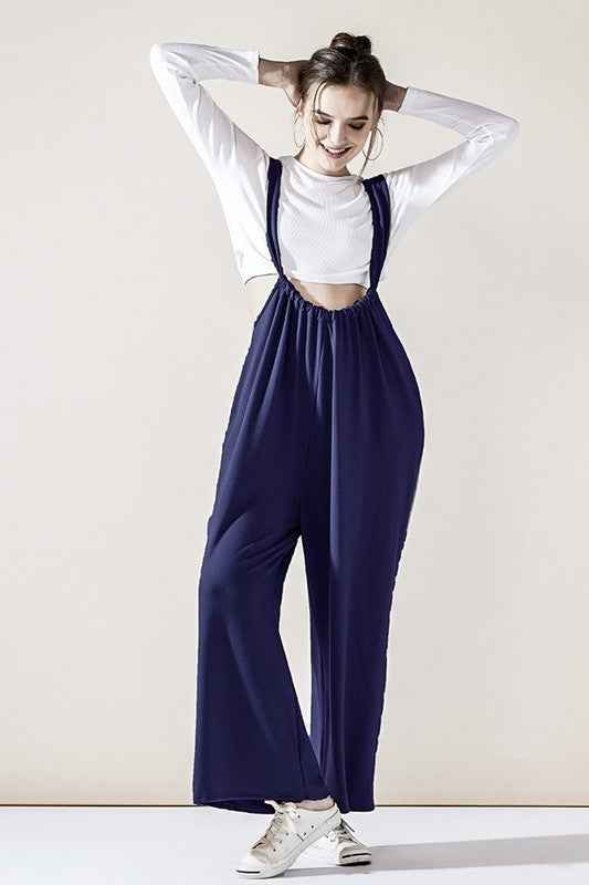 Adjustable Strap Wide leg Suspender Pants