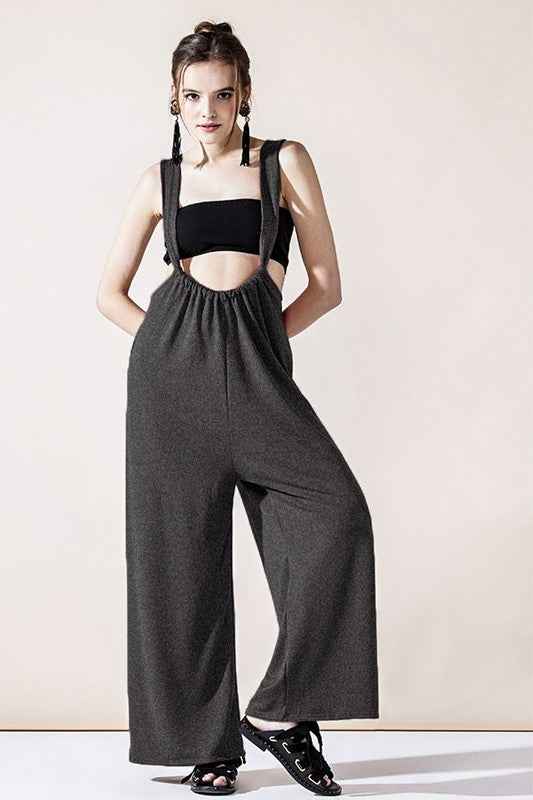 Adjustable Strap Wide leg Suspender Pants