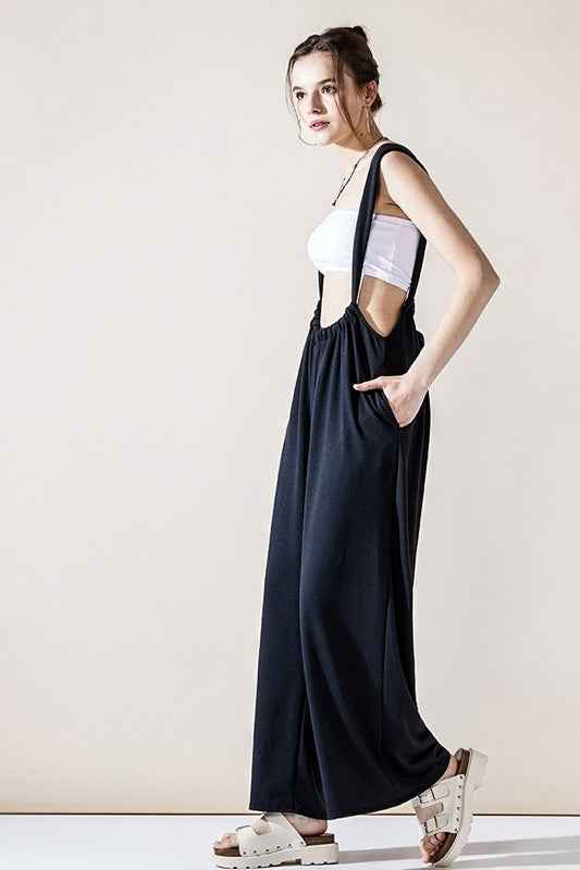 Adjustable Strap Wide leg Suspender Pants