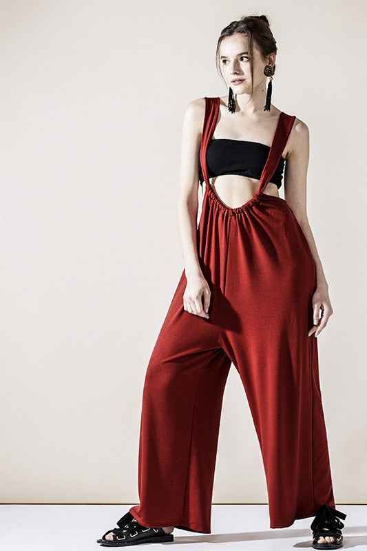 Adjustable Strap Wide leg Suspender Pants