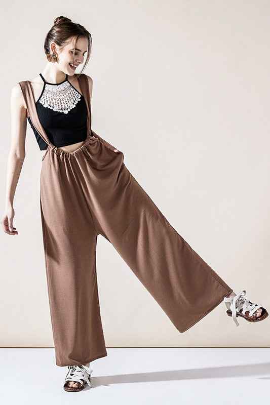 Adjustable Strap Wide leg Suspender Pants