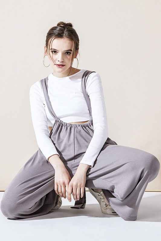 Adjustable Strap Wide leg Suspender Pants