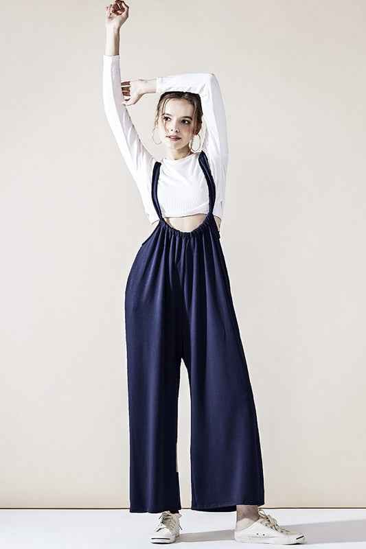 Adjustable Strap Wide leg Suspender Pants