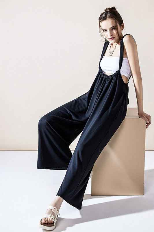 Adjustable Strap Wide leg Suspender Pants