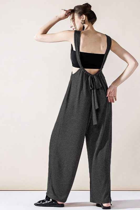 Adjustable Strap Wide leg Suspender Pants