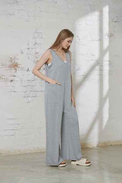 Plus Oversized Patched Pocket V-Neck Jumpsuit