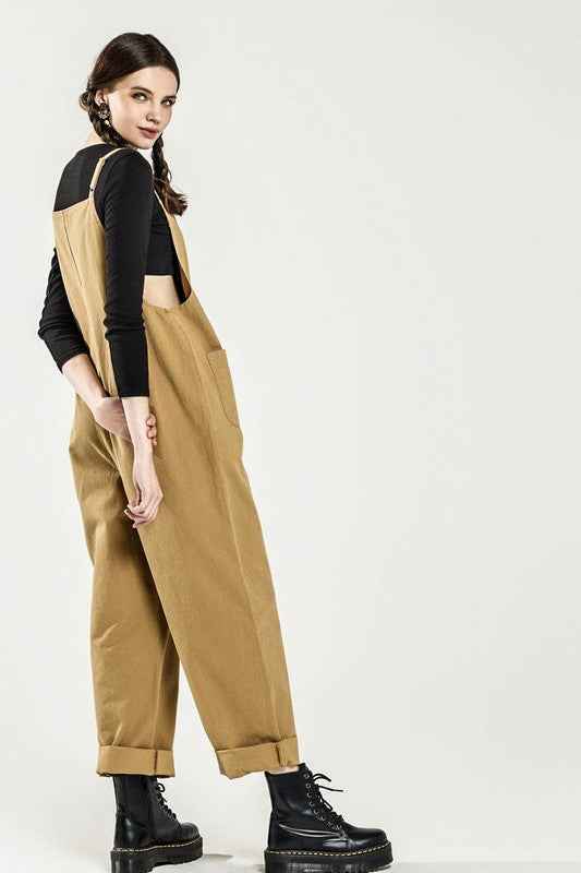 Button Down Sleeveless Overall Jumpsuit