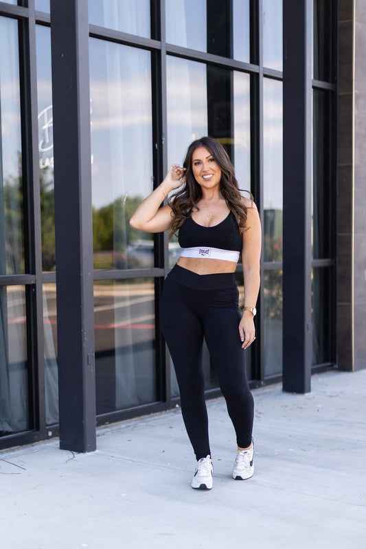 Crossover  Black Pocket Full Length Leggings R4