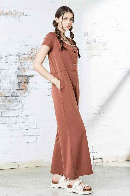 Plus Comfort Button-up front closure Jumpsuit