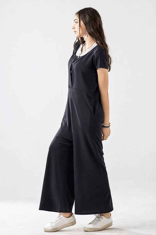 Plus Comfort Button-up front closure Jumpsuit