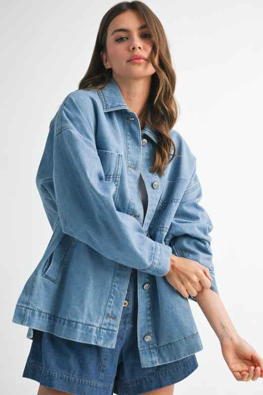 Relaxed Fit Utility Denim Jacket