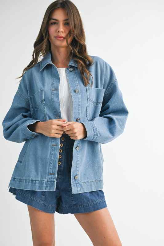 Relaxed Fit Utility Denim Jacket