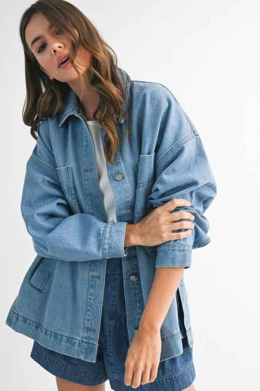 Relaxed Fit Utility Denim Jacket