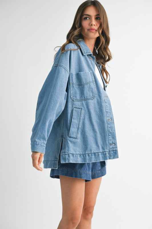 Relaxed Fit Utility Denim Jacket