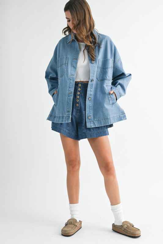 Relaxed Fit Utility Denim Jacket