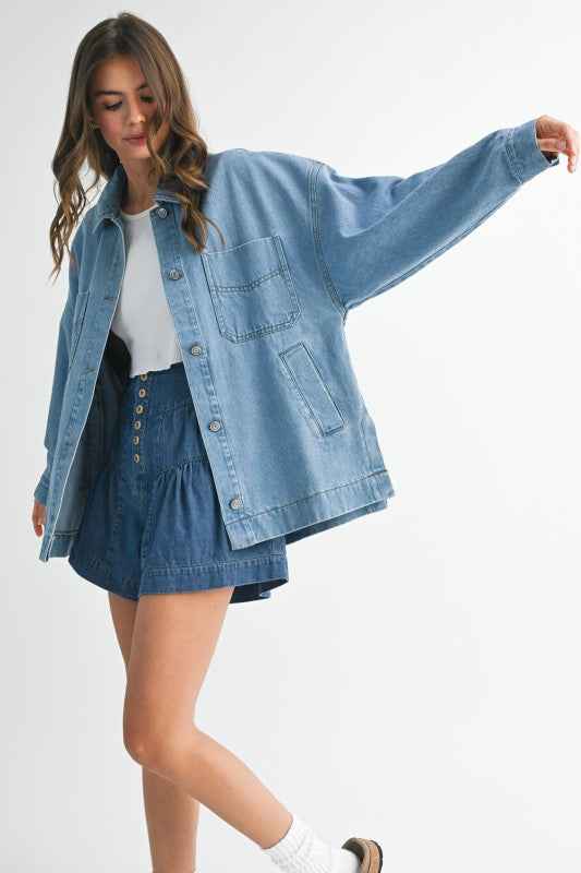 Relaxed Fit Utility Denim Jacket