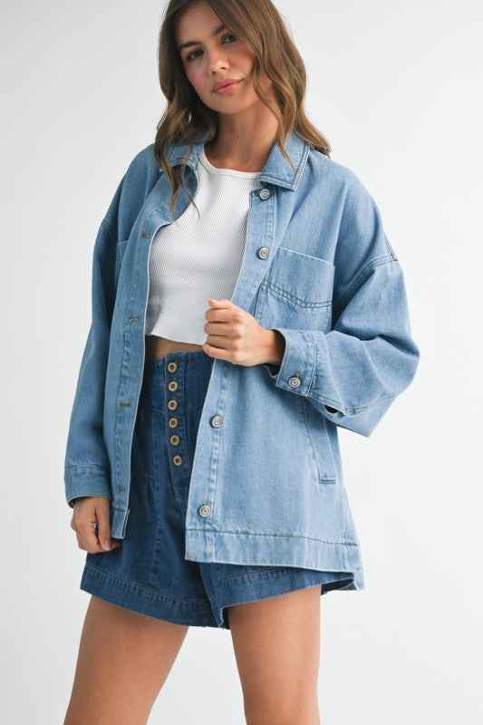 Relaxed Fit Utility Denim Jacket