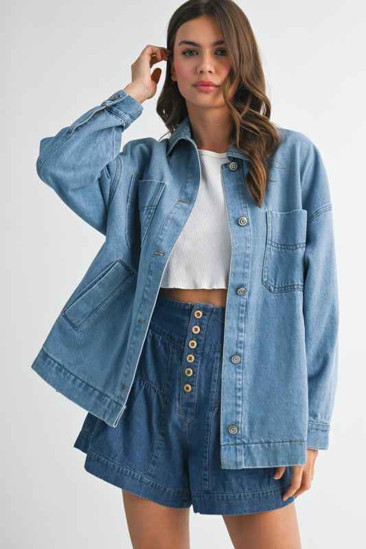 Relaxed Fit Utility Denim Jacket