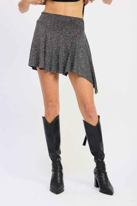 ASYMMETRICAL SHARKBITE HEM MINI SKIRT