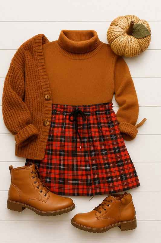 The Helena  - Red Plaid Jogger Skirt