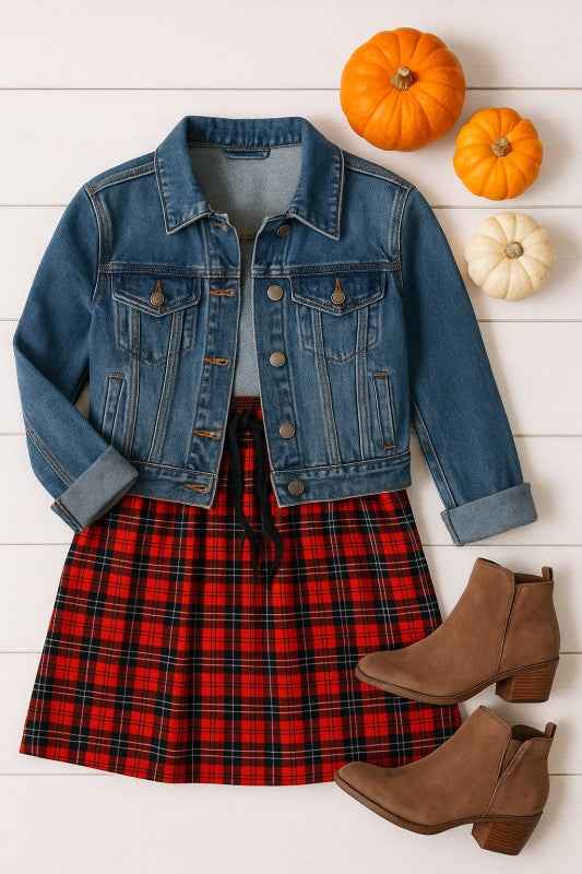 The Helena  - Red Plaid Jogger Skirt