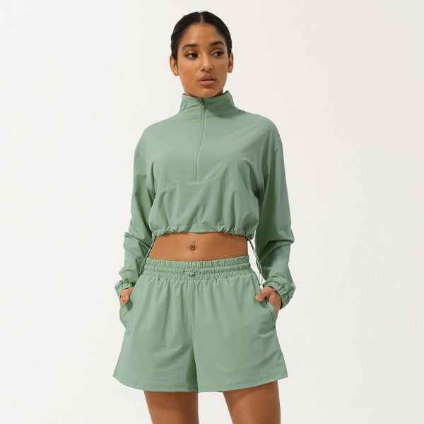 Well-in Vogue Momentum Half-Zip Shorts Set