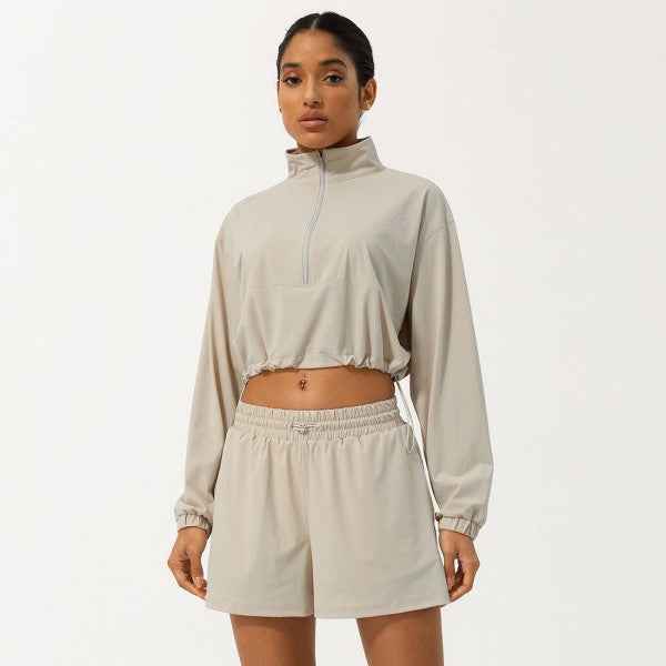 Well-in Vogue Momentum Half-Zip Shorts Set