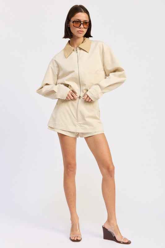 OVERSIZED LONG SLEEVE COLLARED JACKET