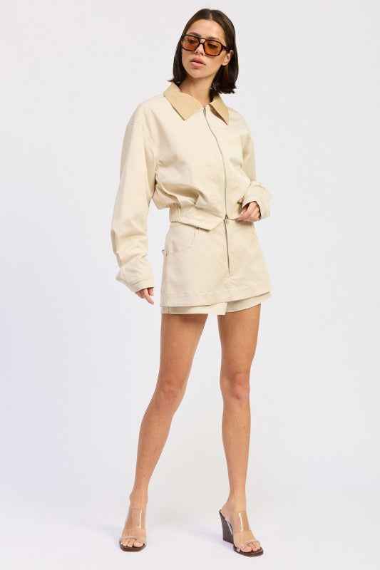 OVERSIZED LONG SLEEVE COLLARED JACKET