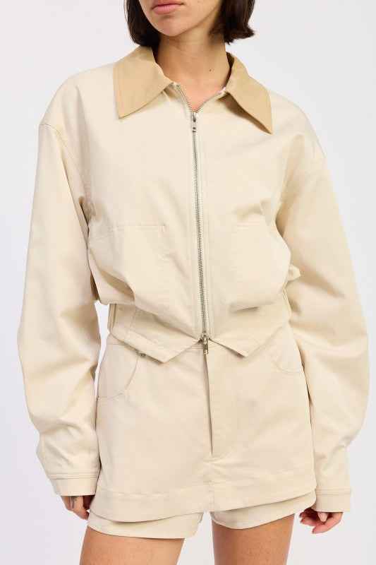OVERSIZED LONG SLEEVE COLLARED JACKET