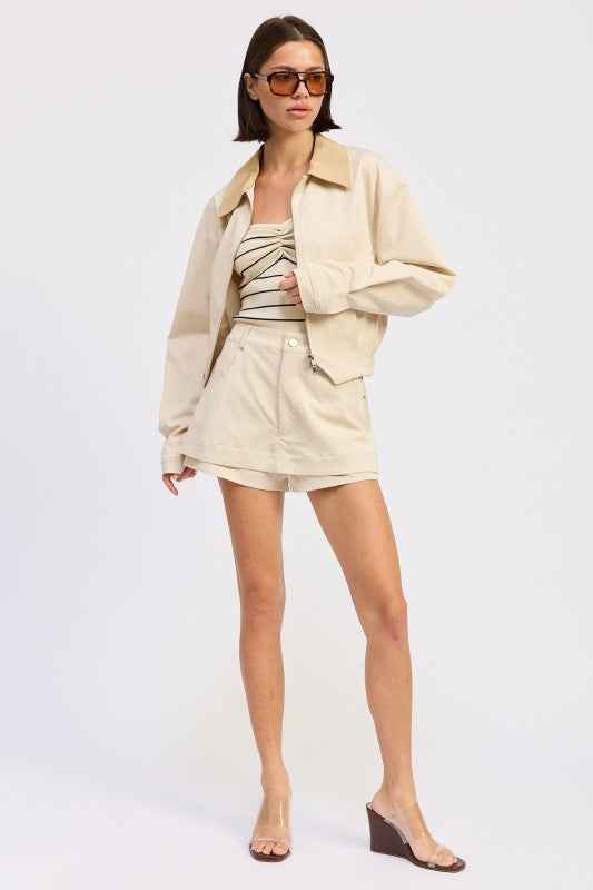 OVERSIZED LONG SLEEVE COLLARED JACKET