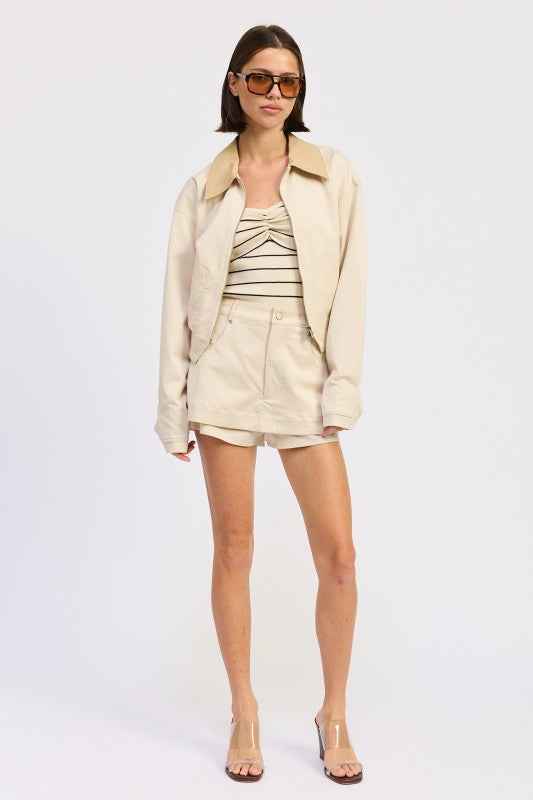 OVERSIZED LONG SLEEVE COLLARED JACKET
