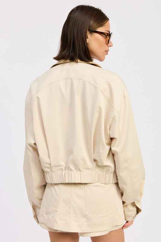 OVERSIZED LONG SLEEVE COLLARED JACKET
